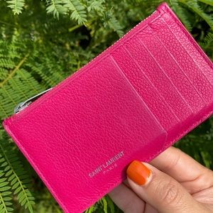 Saint Laurent Fragments Zipped Card Case - Pink
